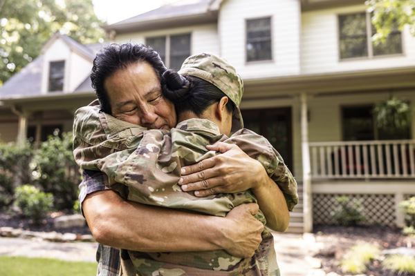 photo of veteran hugging